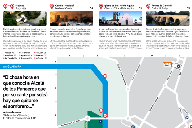 Detalle plano turístico de Alcalá de Guadáira