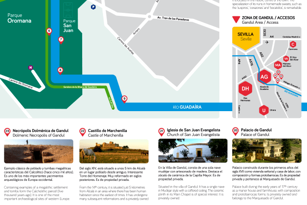 Detalle plano turístico de Alcalá de Guadáira